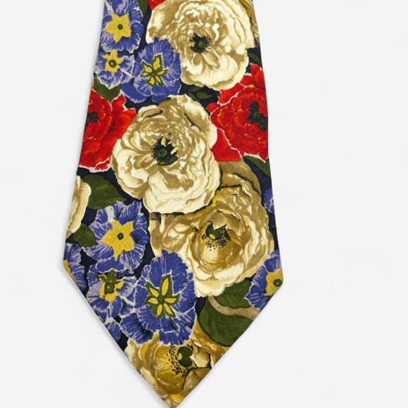 Hugo Boss Floral Art Vintage Silk Tie Office Business Formal Wedding Flowers - Picture 3 of 6